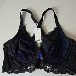 Pour Moi Women's Amour Convertible Wu Black and Blue Lace Bralette ~ 38D